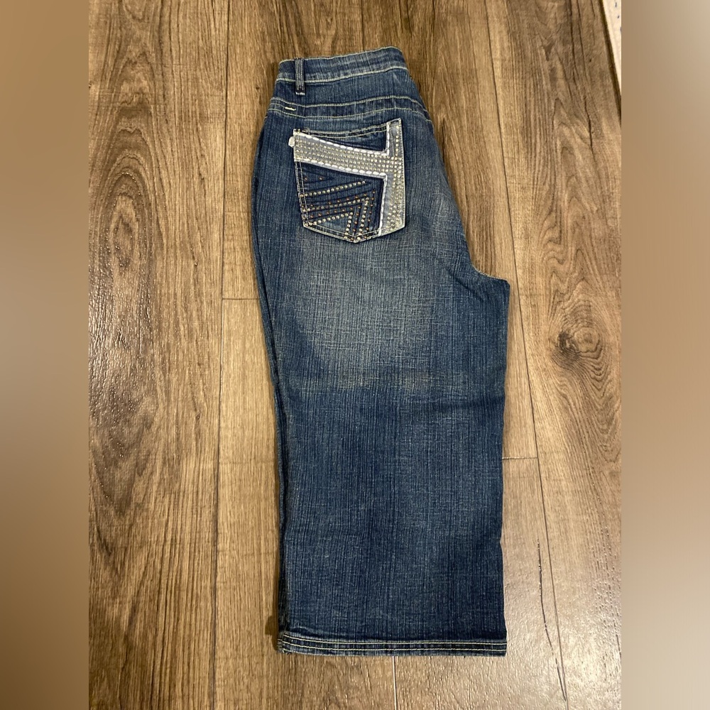 F.L. Jeans Womens 16 Denim Jean Capri Rhinestone Pockets